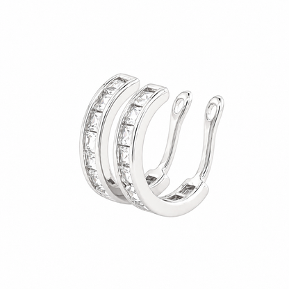 Princess Cut CZ White Gold Ear Cuff