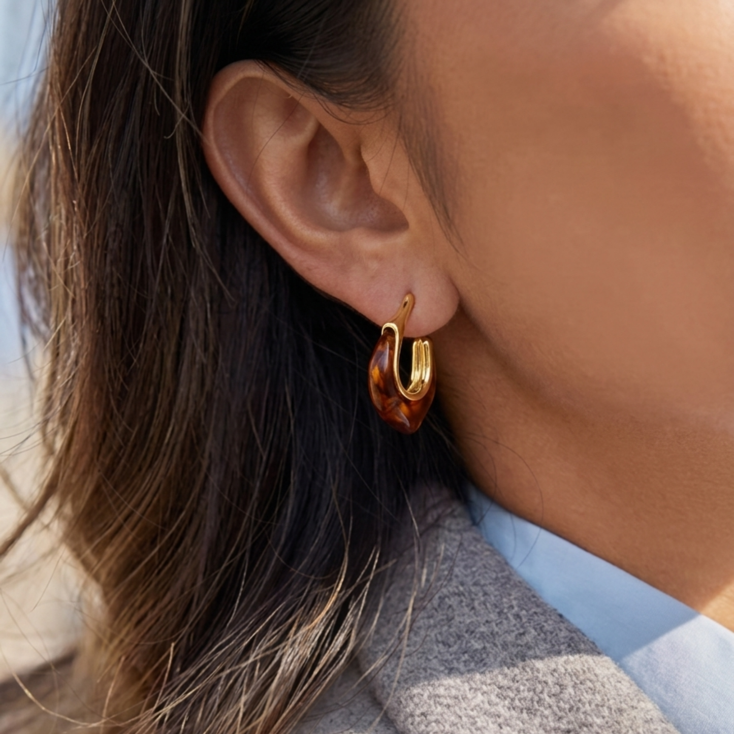 Mocha Glazed Hoop Earrings