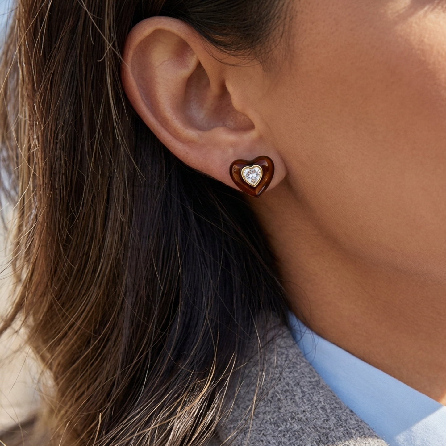 Mocha Heart Stud
