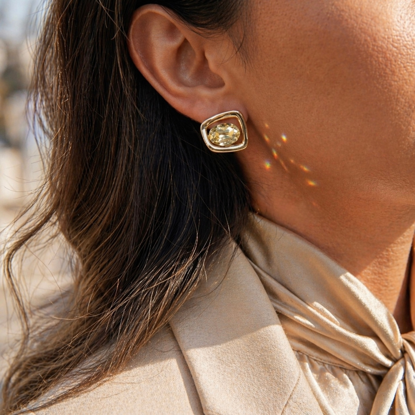 Golden Citrine Cushion Earrings