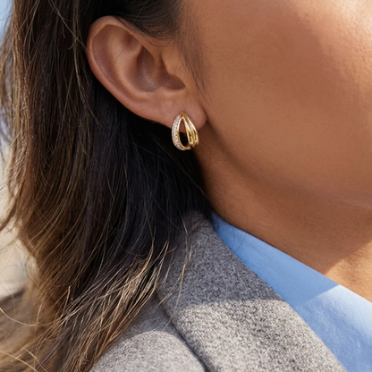 Golden Pavé Hoop Earrings