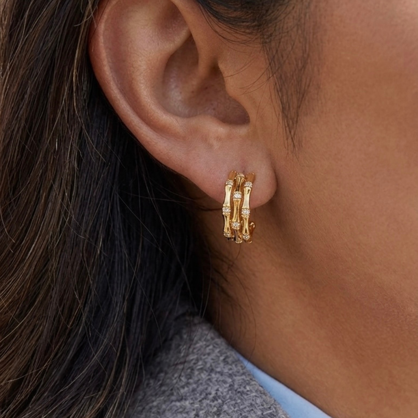 Bamboo Half Hoop Earrings