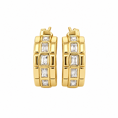 Baguette CZ Channel Half Hoop Earrings