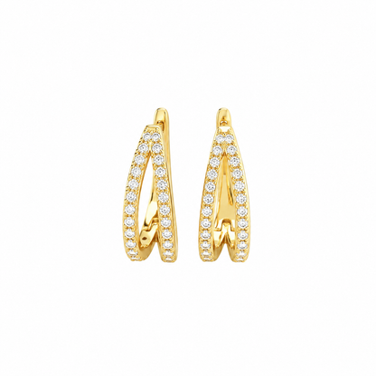 Double Row Pave CZ Gold Ear Cuff