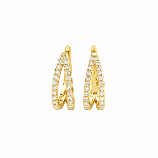Double Row Pave CZ Gold Ear Cuff