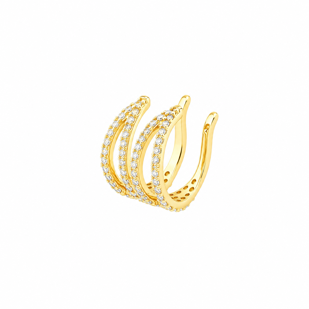Double Row Pave CZ Gold Ear Cuff