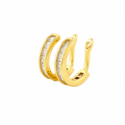 Princess Cut CZ Gold Ear Cuff