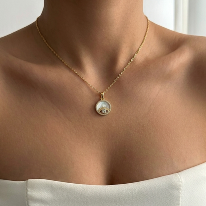 Evil Eye Mother of Pearl Pendant Necklace