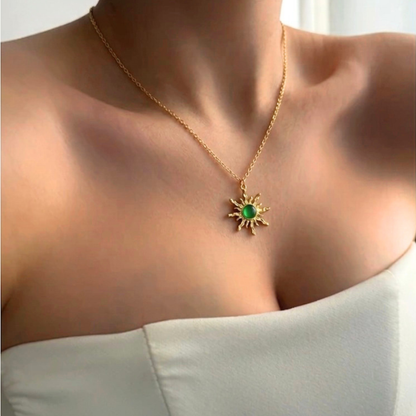 Emerald Sunburst Pendant Necklace