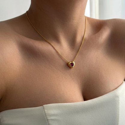 Ruby Heart Pendant Necklace