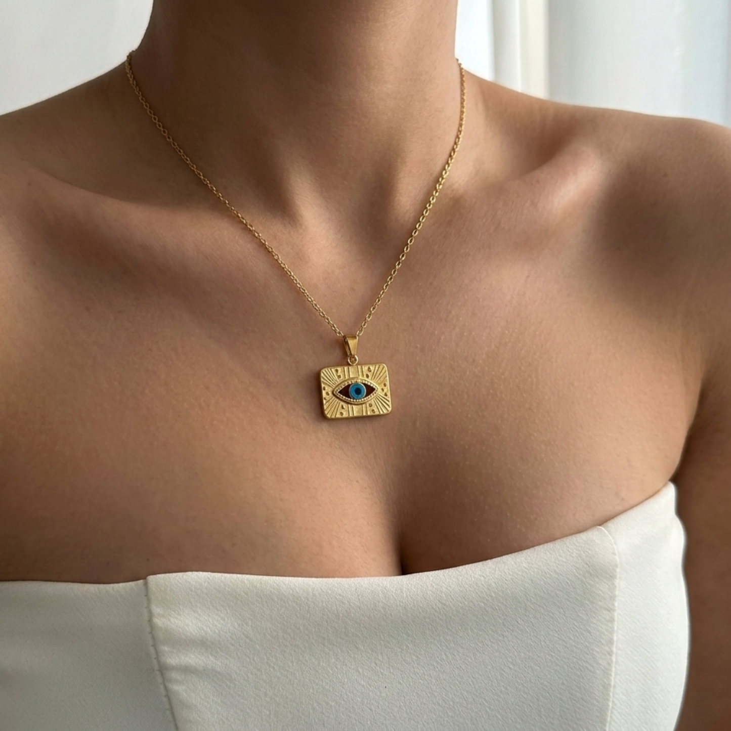 Evil Eye Medallion Pendant Necklace
