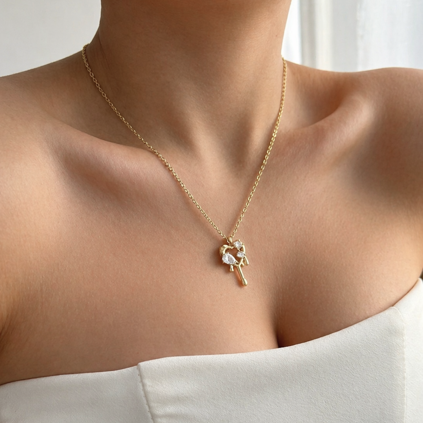 Dripping Heart Pendant Necklace