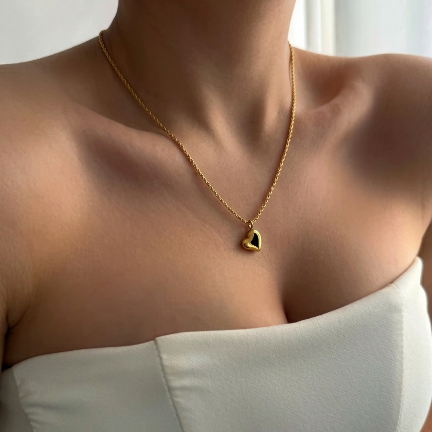 Gold Heart Charm Pendant Necklace
