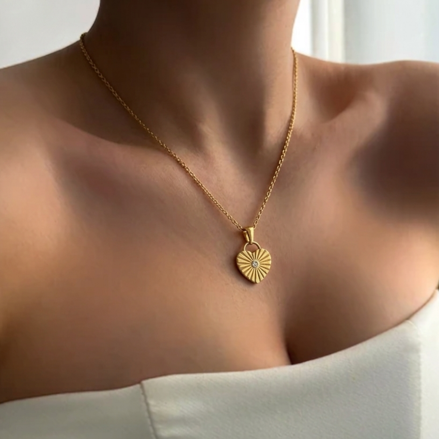 Sunray Heart Pendant Necklace