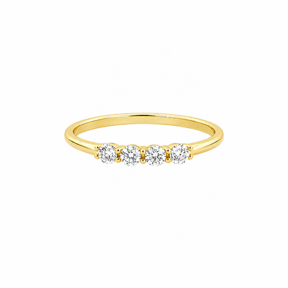 Dainty 4-Stone CZ Gold Band Ring