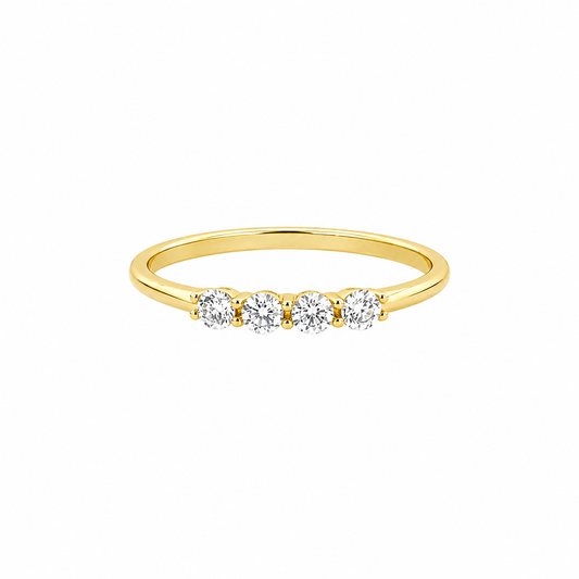 Dainty 4-Stone CZ Gold Band Ring