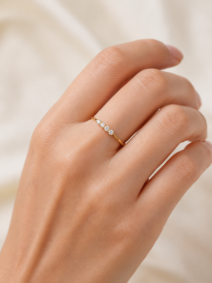 Dainty 4-Stone CZ Gold Band Ring