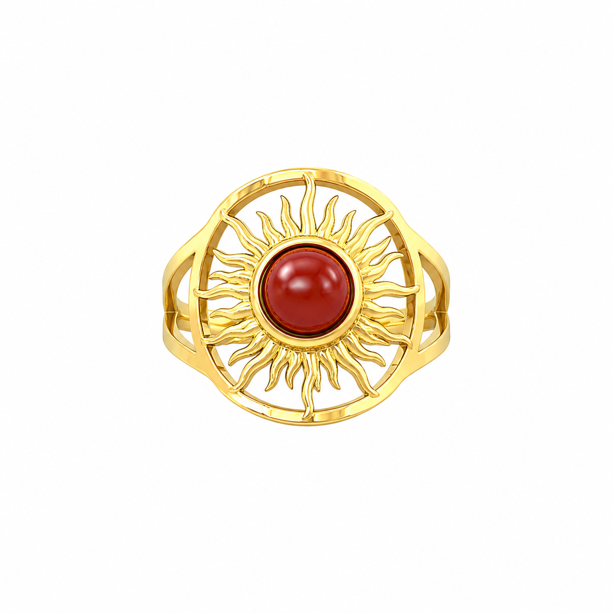 Sunburst Red Stone Ring