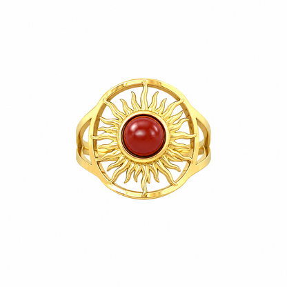 Sunburst Red Stone Ring