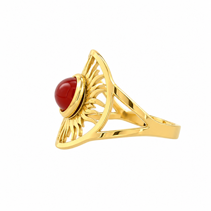 Sunburst Red Stone Ring