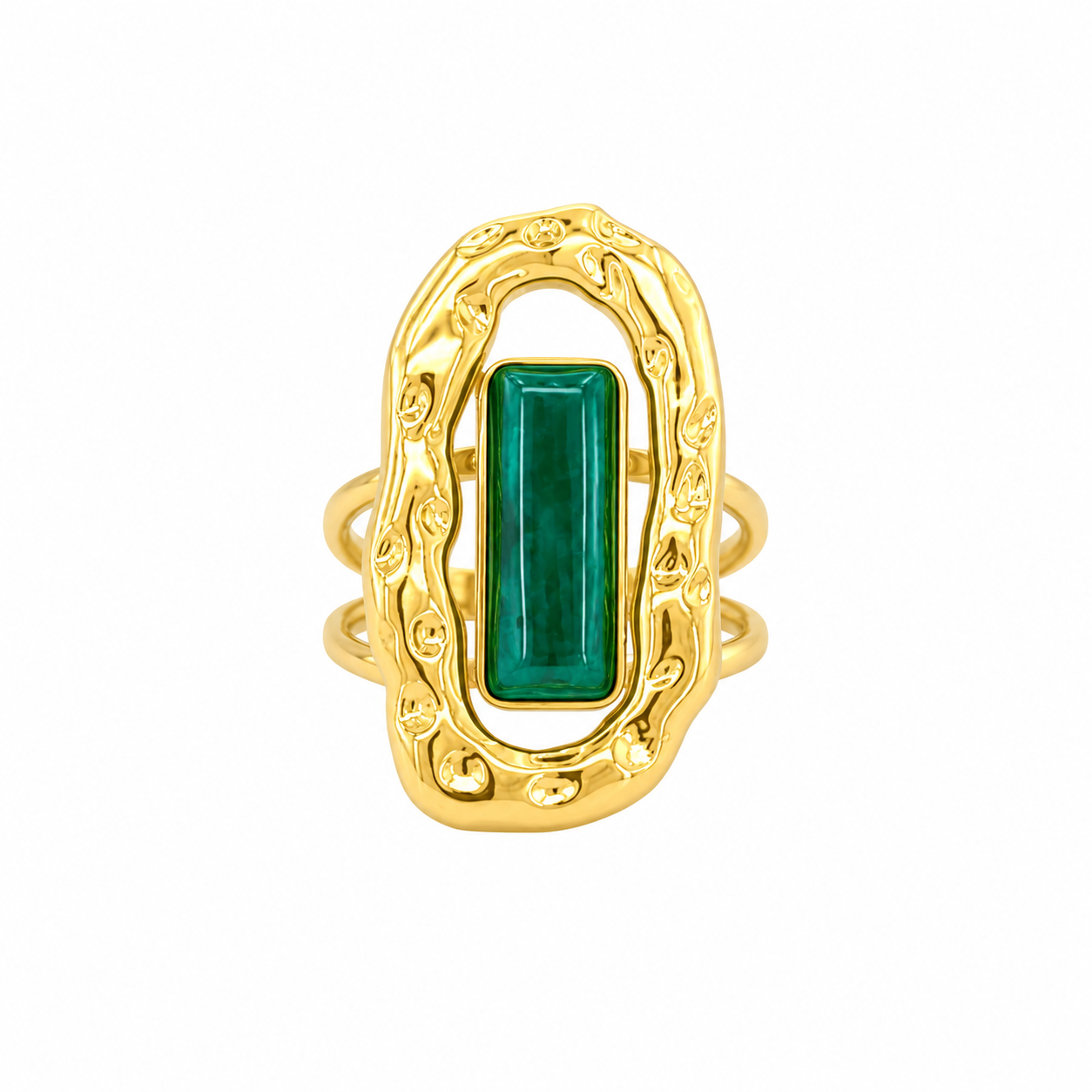 Textured Emerald Ring
