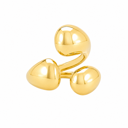 Gold Pebble Trio Ring