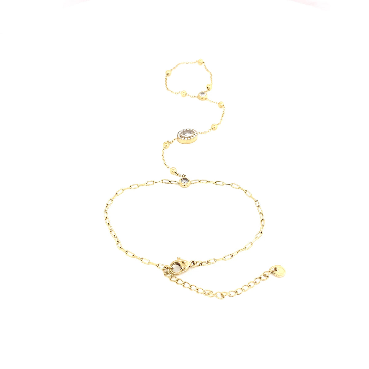 Dainty Oval Halo Hand Chain Bracelet