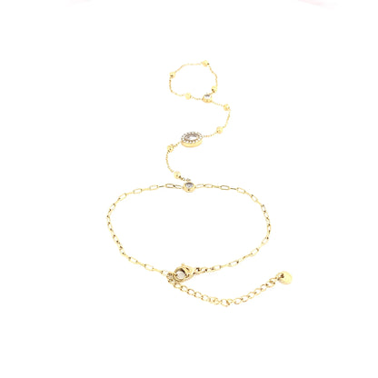 Dainty Oval Halo Hand Chain Bracelet