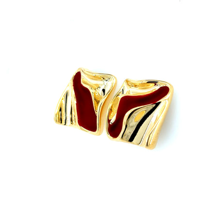 Crimson Wave Stud Earrings