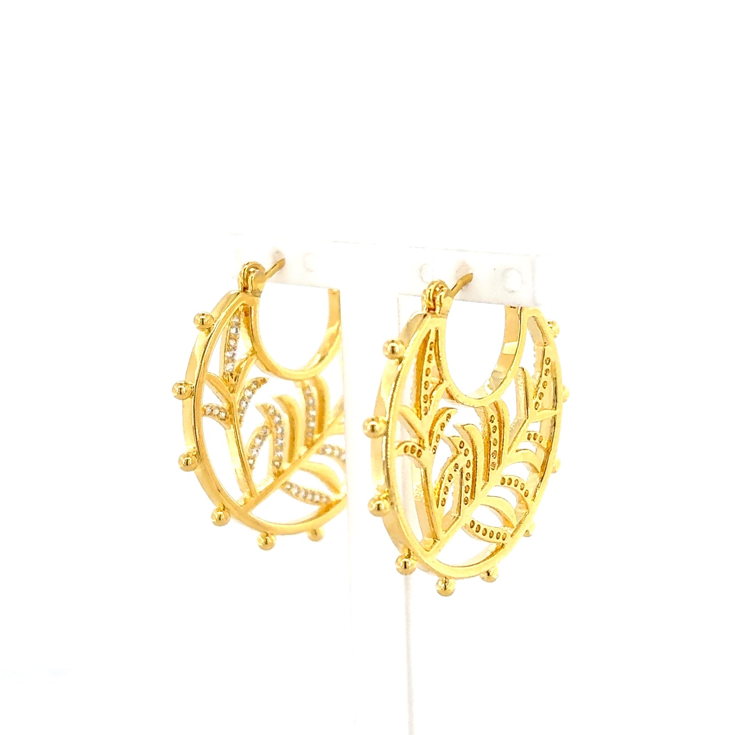 Filigree Leaf Hoop Earrings