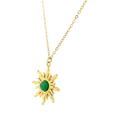 Emerald Sunburst Pendant Necklace