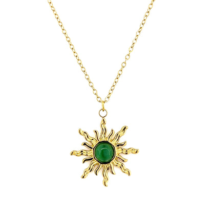 Emerald Sunburst Pendant Necklace