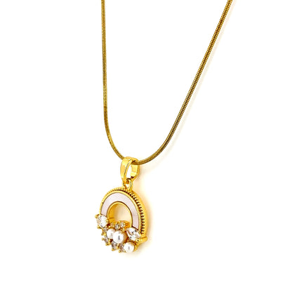 Crescent Pearl Cluster Necklace