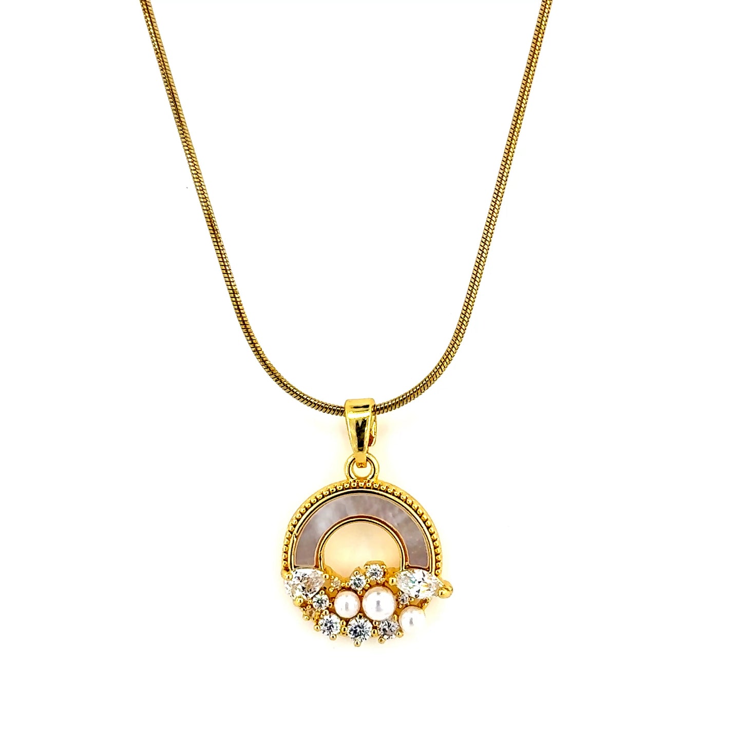 Crescent Pearl Cluster Necklace