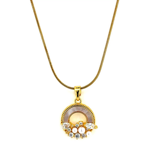Crescent Pearl Cluster Necklace