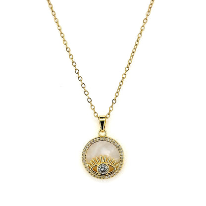 Evil Eye Mother of Pearl Pendant Necklace
