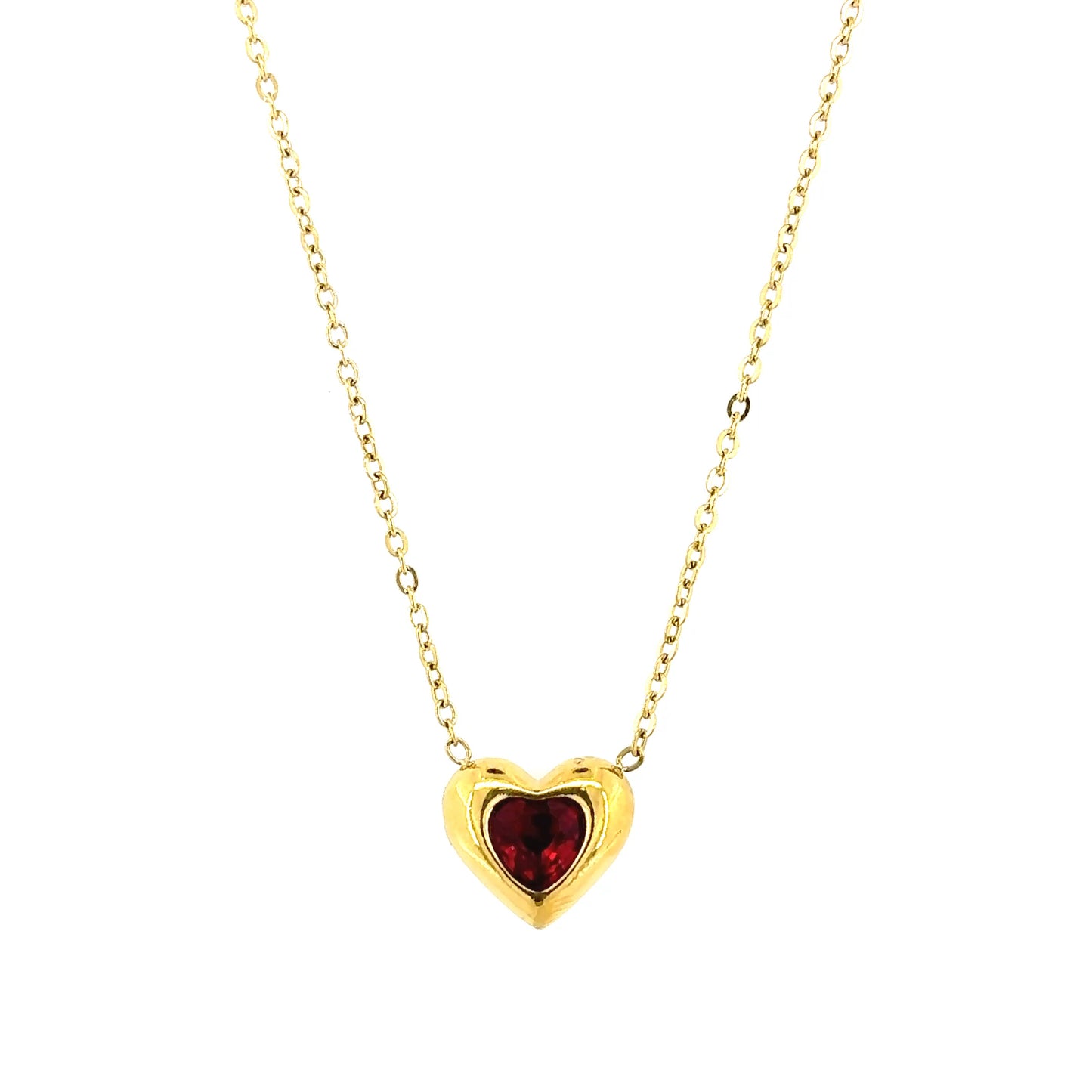 Ruby Heart Pendant Necklace