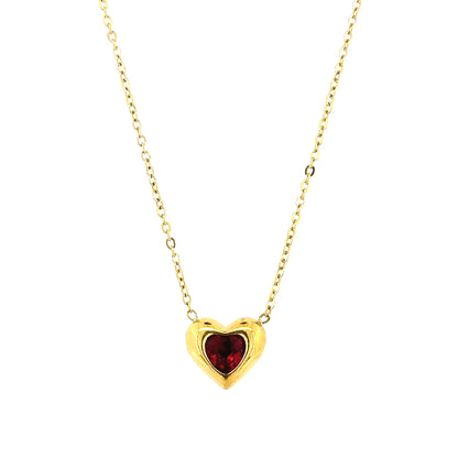 Ruby Heart Pendant Necklace