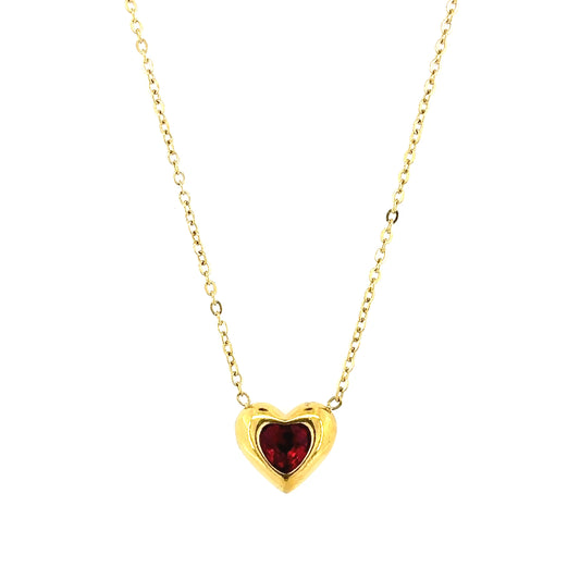 Ruby Heart Pendant Necklace