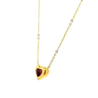 Ruby Heart Pendant Necklace
