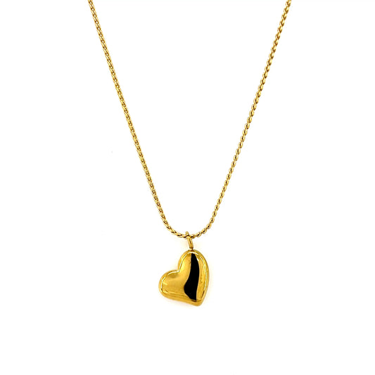 Gold Heart Charm Pendant Necklace