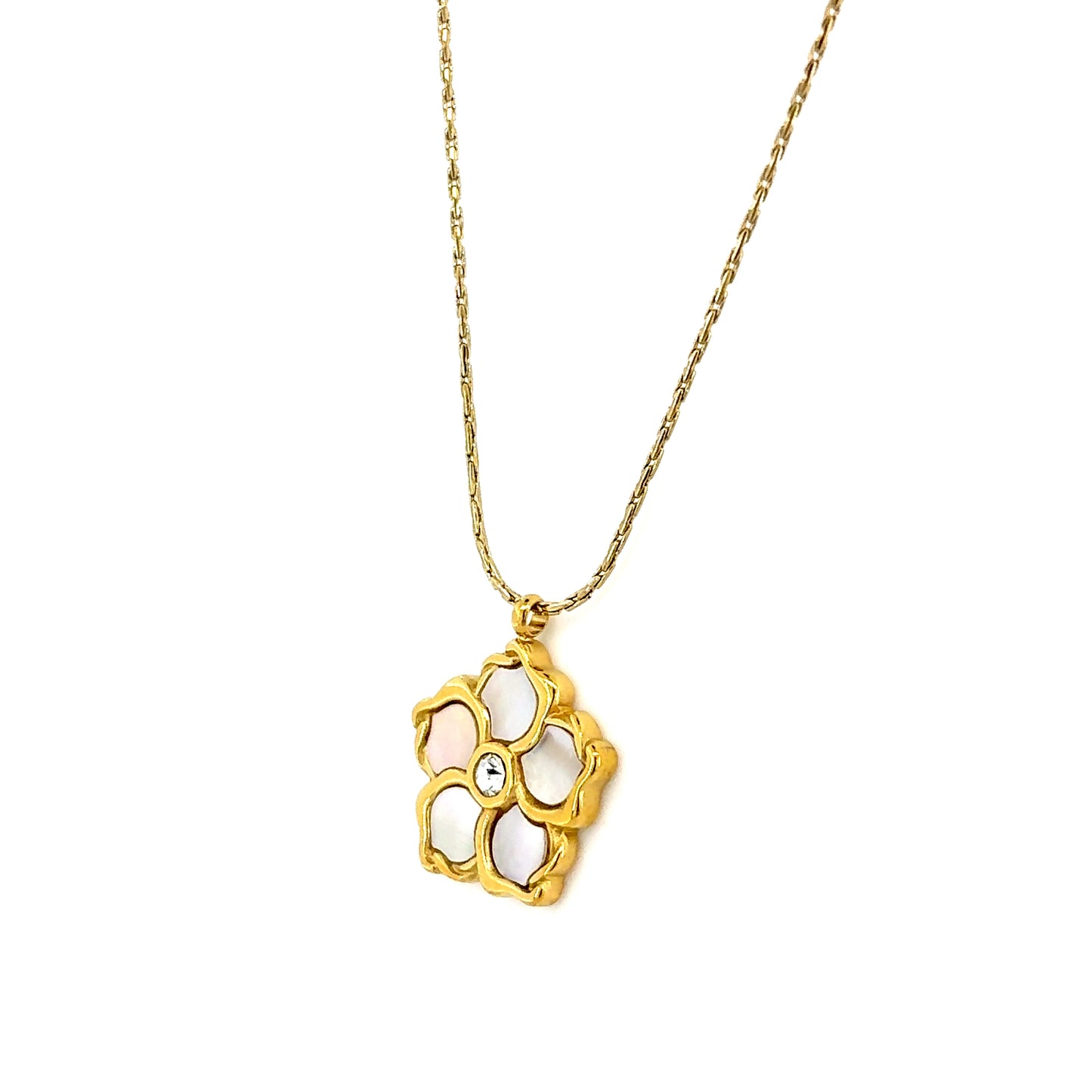 White Blossom Flower Pendant Necklace