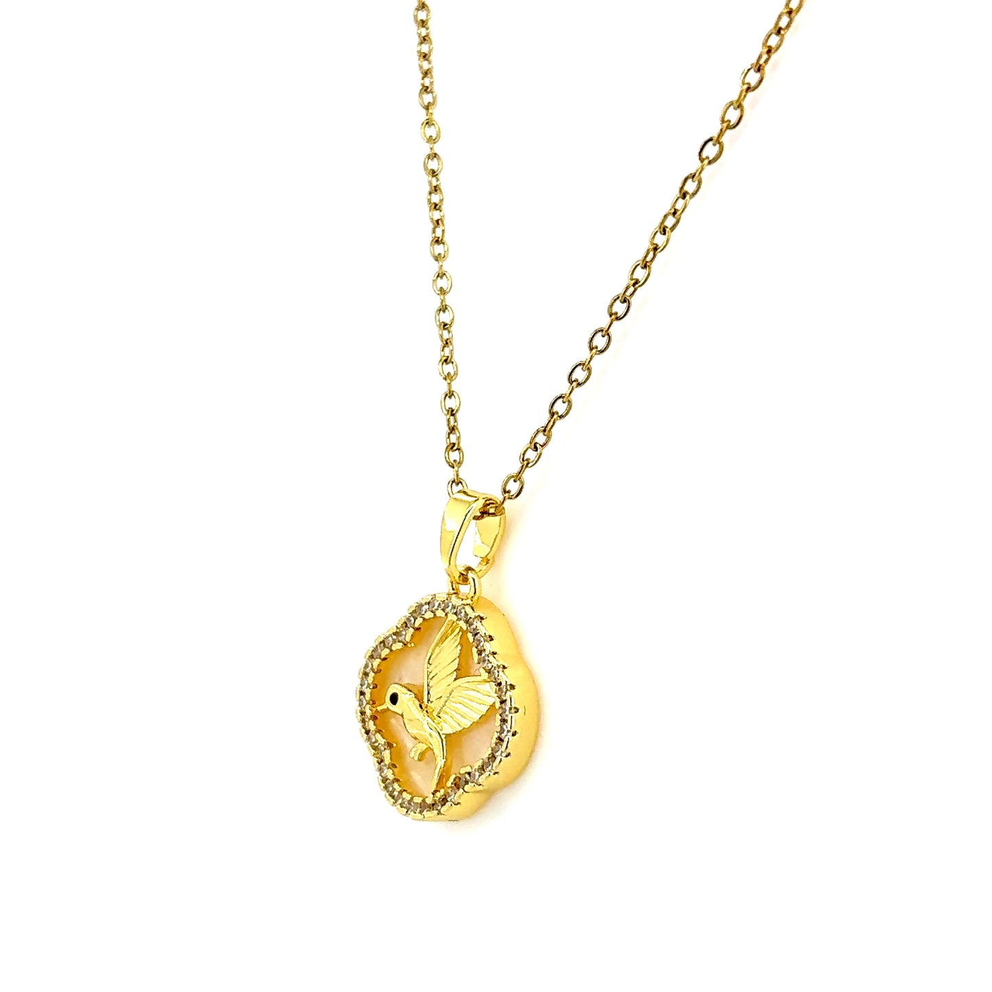 Bird Mother of Pearl Pendant Necklace