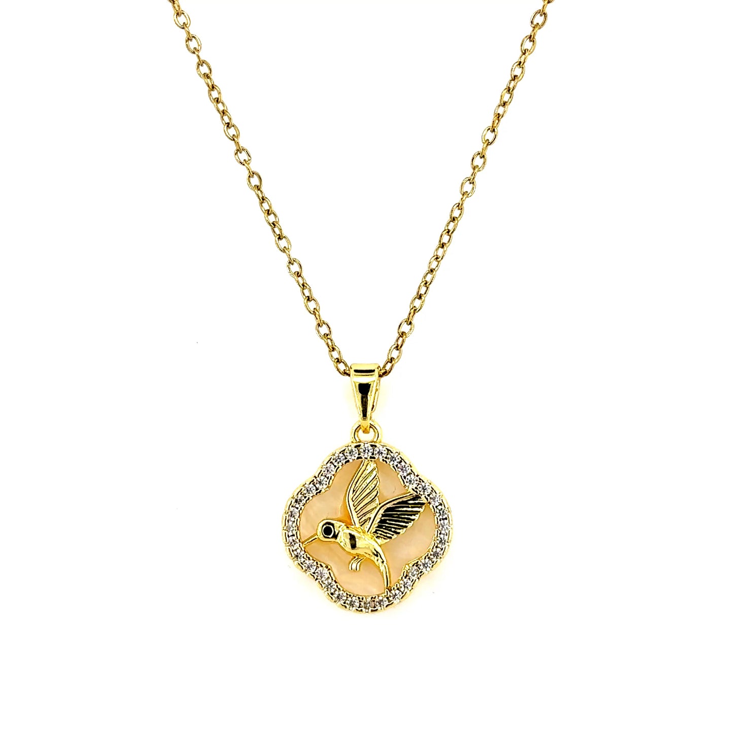 Bird Mother of Pearl Pendant Necklace