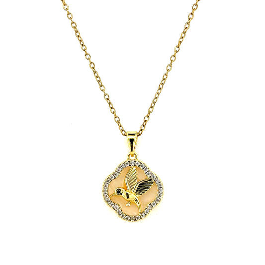 Bird Mother of Pearl Pendant Necklace