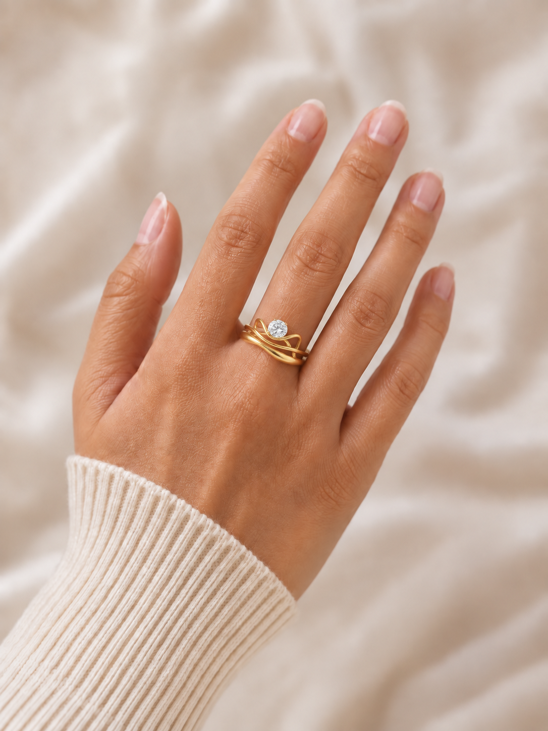 Triple Wave Oval Ring