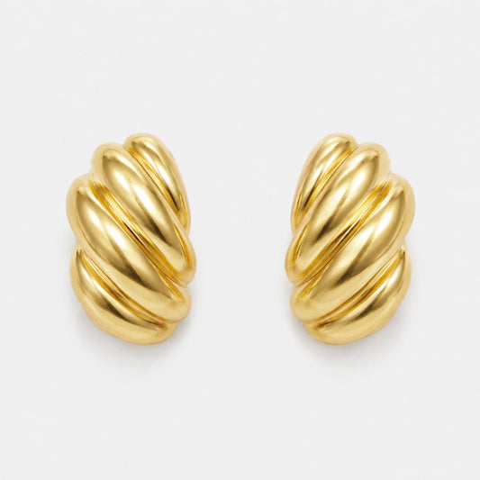 Ribbed Gold Earrings