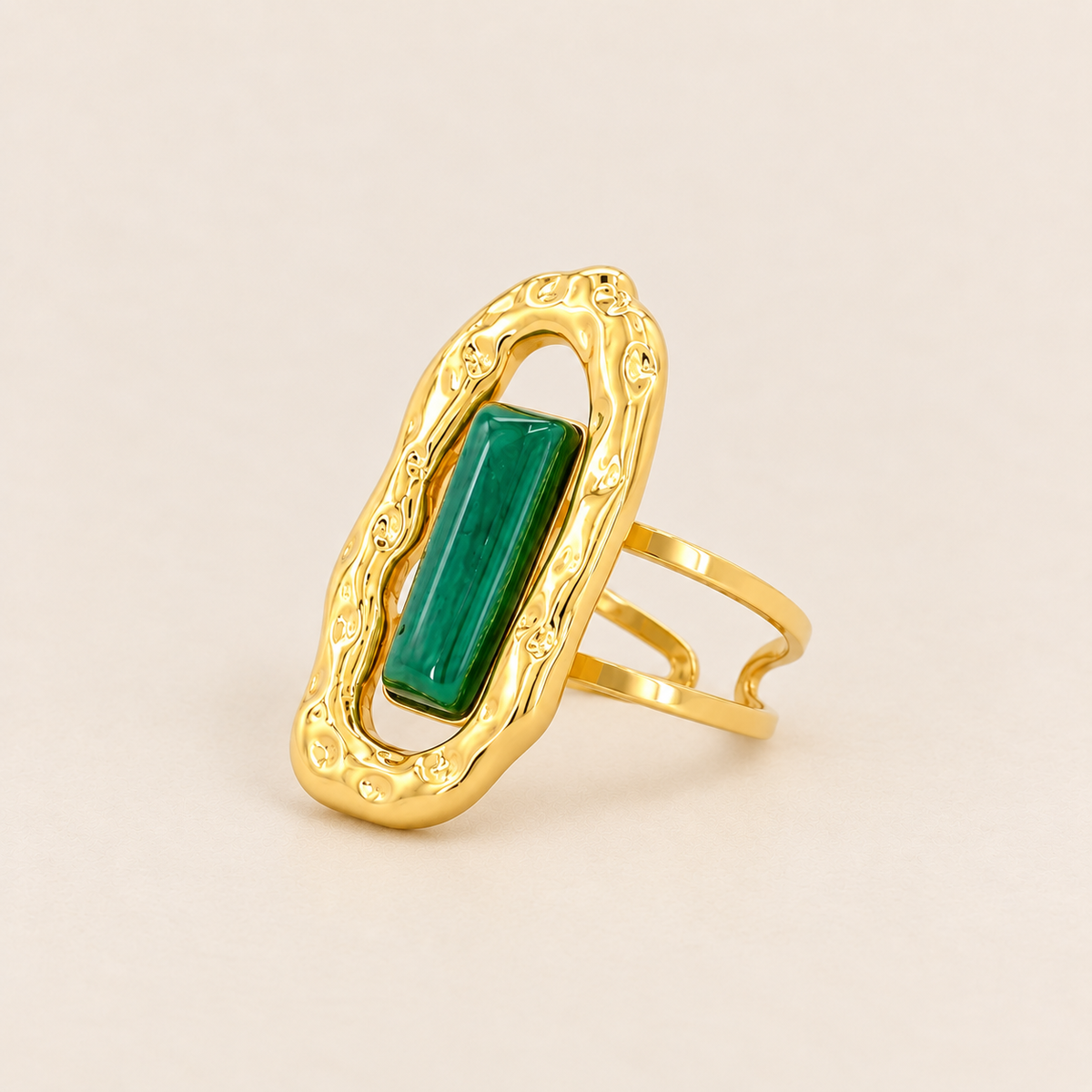 Textured Emerald Ring