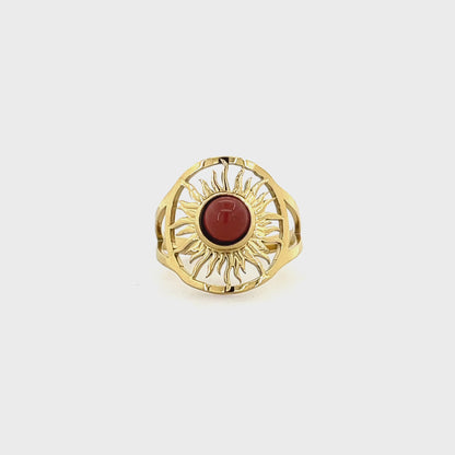 Sunburst Red Stone Ring