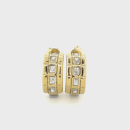 Baguette CZ Channel Half Hoop Earrings